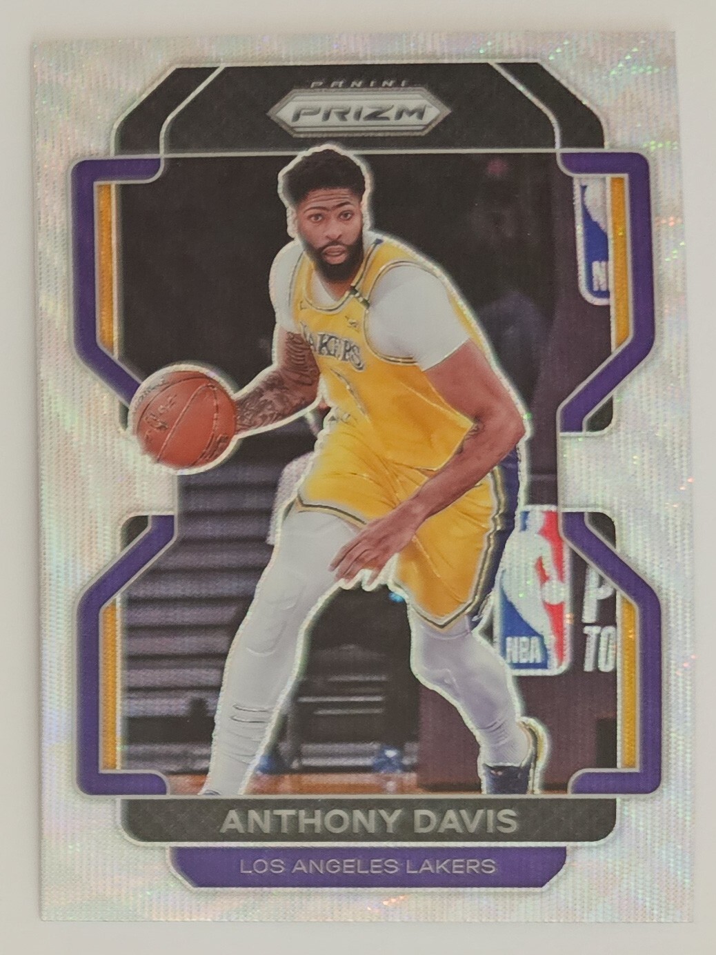 2021-22 Panini Prizm Basketball Silver Wave #53 Anthony Davis LA Lakers