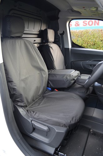 Furgoneta Citroën e-Berlingo 2021+ impermeable delantera a medida 3 fundas de asiento negras - Imagen 2 de 5