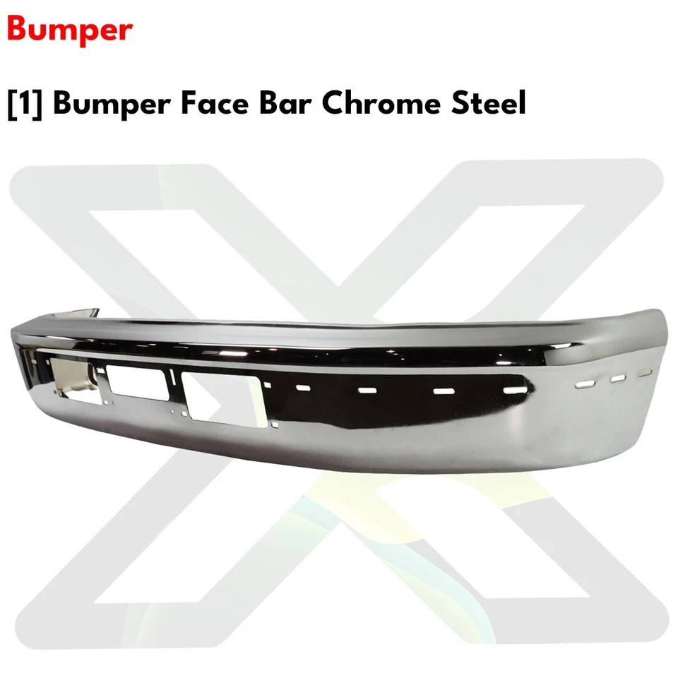 Front Bumper Chrome Steel & Headlight Kit For 1992-1996 Ford F-150 F-250 F-350 Foto 4 de 4