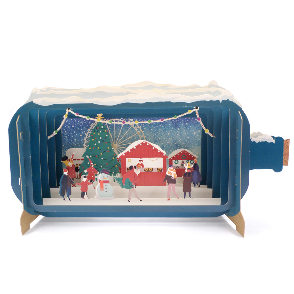Message In A Bottle Xmas Fair Pop Up Christmas Greeting Card By Alljoy Cards