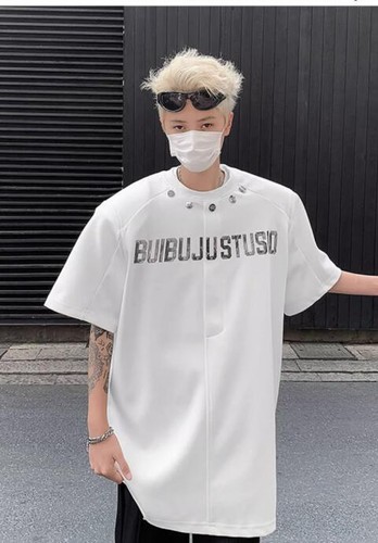 Summer personalized button decoration printed short-sleeved T-shirt for men - Imagen 4 de 6