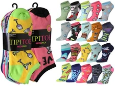 Tipi Toe Women's 20 Pairs Colorful Patterned Ankle Low Cut Socks