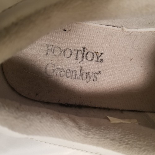FootJoy Womens Greenjoys golf shoes sz 9.5 M with soft spikes white & tan 48377 - Picture 9 of 9