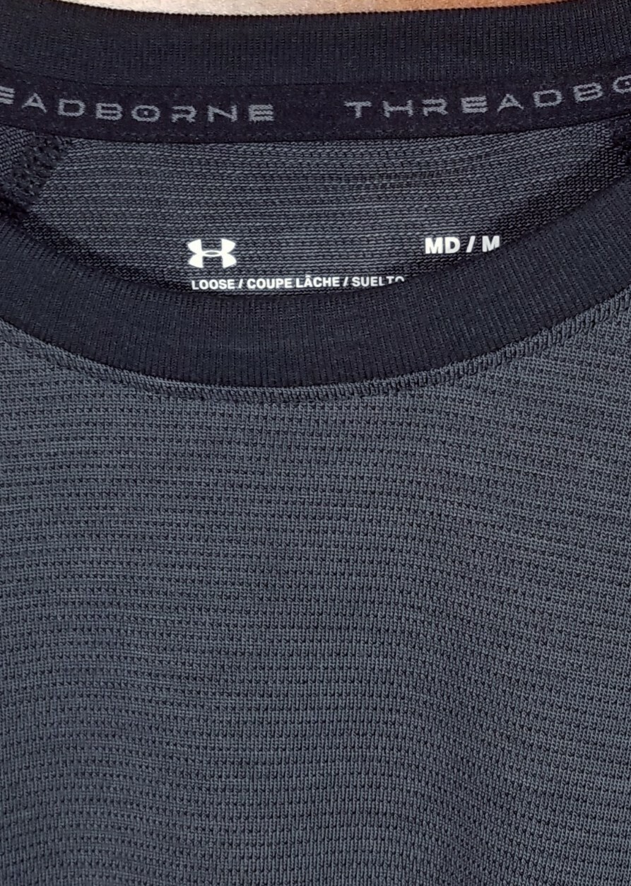 Men’s Under Armour Threadborne Long Sleeve Performance Shirt Charcoal, Medium thumbnail 3