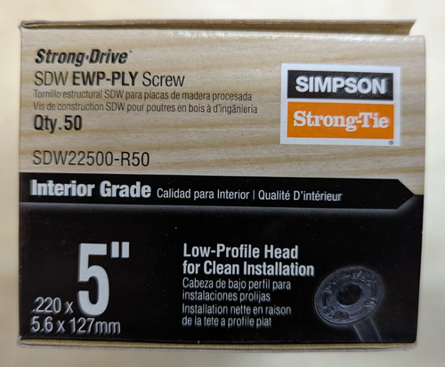 Simpson Strong-Tie 5" SDW22500-R50 50ct Structural Wood Screw Low Profile Head - Picture 2 of 3