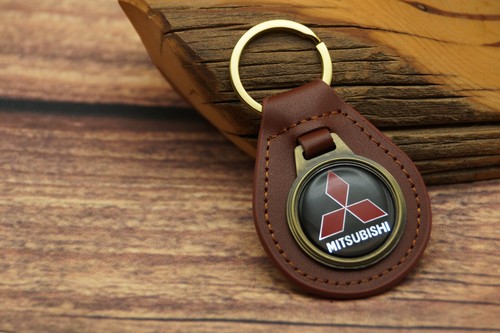 RARE VINTAGE 1970s MITSUBISHI CAR GENUINE LEATHER KEY FOB CHAIN RING Automotive - Picture 3 of 6