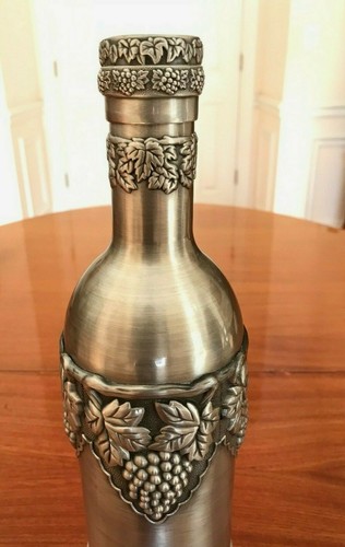PEWTER GRAPES AND GRAPE LEAVES DESIGN WINE BOTTLE CADDY/HOLDER. - Picture 2 of 11