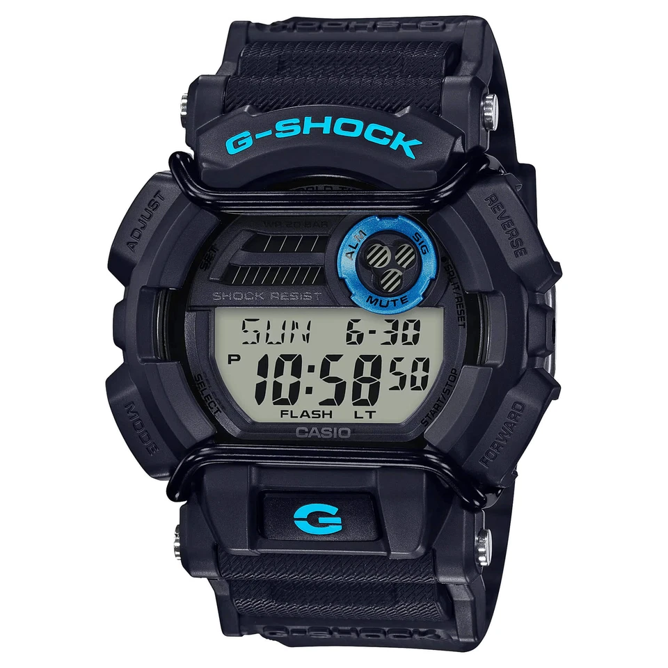 Мужские часы Casio G-Shock черный и синий цифровой черный резиновый ремень GD400-1B2