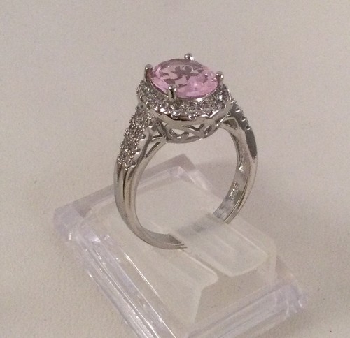 Vintage Jewellery White Gold Ring Pink Sapphire Antique Deco Jewelry sz P - Picture 7 of 11