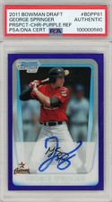 George Springer Signed 2011 Bowman Draft Chrome Purple Refractor BDPP81 PSA DNA