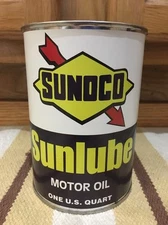 Sunoco Sunlube Motor Oil Can 1 Quart Gas sign Reproduction Vintage Style Gas
