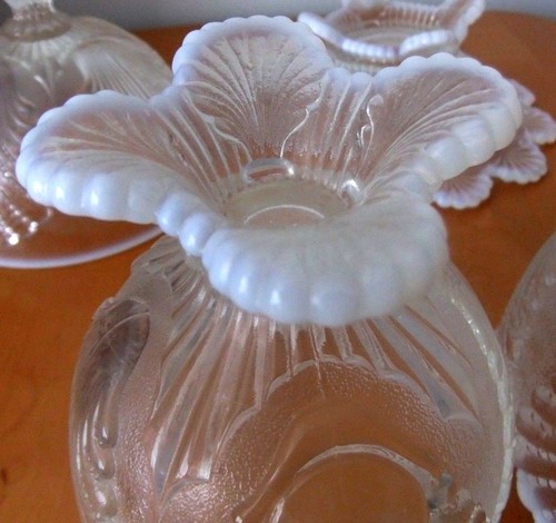 VTG Dugan Beaded Shell White Opalescent Mosser Covered Butter, Creamer & Sugar - Picture 9 of 12