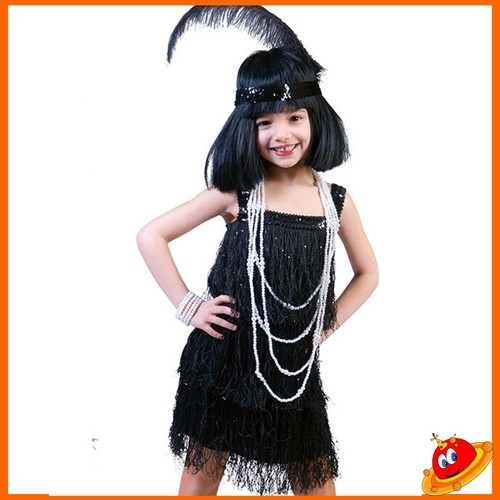 Costume Carnevale Ragazza Bambina Vestito nero balze Charleston Tg 5-12  anni | eBay