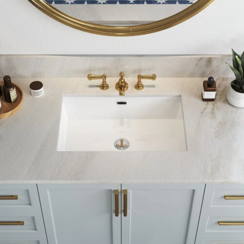 HOROW 23-5/8 pollici lavandino bagno sottopiano rettangolare bianco con foro di troppopieno - Foto 2 di 11