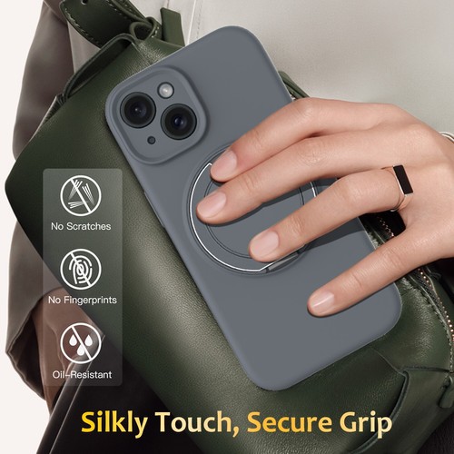 Premium Real Magnetic Silicone Phone Case with Stand f Apple iPhone 15 Cellphone - Picture 4 of 11