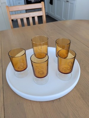 Set of Vintage Luminarc Amber Glasses