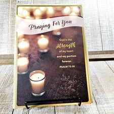 Dayspring Sympathy Greeting Card Praying Bible Verse Religious Brown Glitter