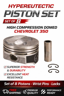 #ad Speed Pro H617CP Chevy 350 .275 Dome Pistons STD 5.7quot; Rod Hypereutectic SBC $213.00
