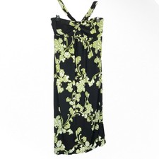 Apt. 9 Black Green Floral Padded Halter Stretchy Maxi Dress Women Large