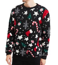 Men's Holiday Reindeer Snowman Santa Snowflakes Sweater
