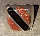 Vintage 925 Taxco Mexico Sterling Silver w/ Black Onyx & Goldstone Ring 20mm