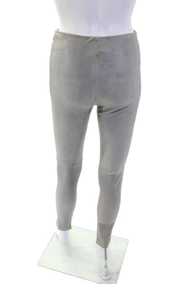 Pantalones ajustados informales con cremallera de piel de cordero grises Balenciaga para mujer talla 36 Foto 3 de 4