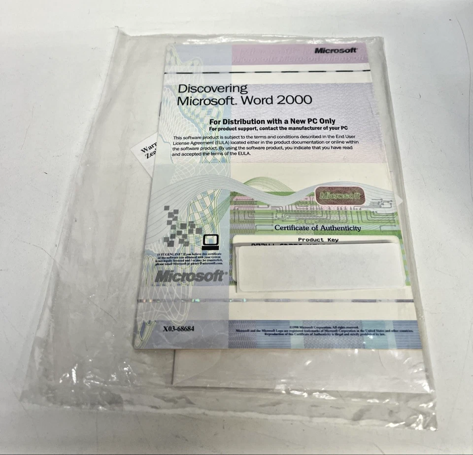 Microsoft Word 2000 Softwarebuch X03-68684 Key & COA & DVD - Bild 2 von 2