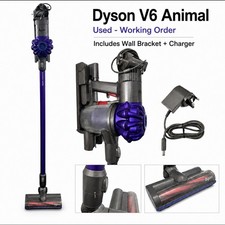 Dyson V6 Animal Cordless Vacuum Cleaner Purple + Wall Dock Charger- Working