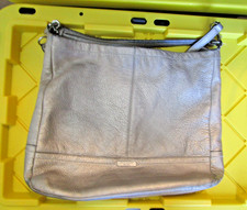 COACH F23293 Park Pebble Leather Hobo Shoulder Han Zip Metallic Platinum LOOK