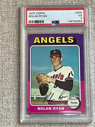 VINTAGE 1975 TOPPS NOLAN RYAN CARD #500 GRADED PSA 3