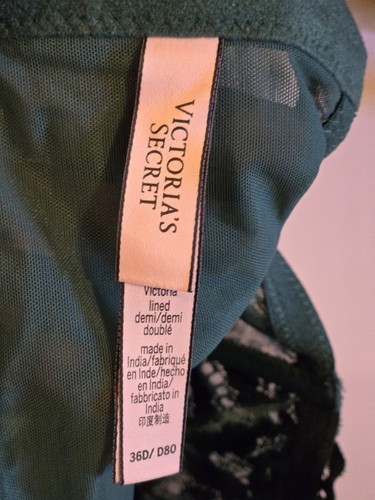 Womens Victoria's Secret Body By Victoria Lined Demi Dark Green 36D - Picture 7 of 8