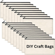 10 Pcs Blank Canvas Zipper Pouch Bulk, Makeup Bags Bulk Pencil Pouch with Zipper
