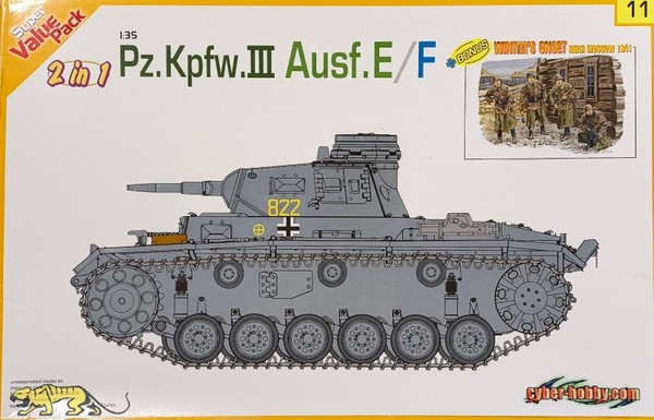 Dragon / Cyber Hobby 9111 Panzer Iii Ausf. E / F + Figuren - RaritäT - 1:35-image