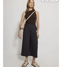 Charcoal textured wide leg culottes