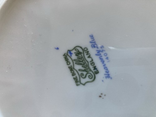 VINTAGE SHELLEY OF ENGLAND FINE CHINA “HEAVENLY BLUE" 7" SALAD PLATE - Picture 6 of 8