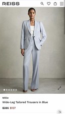 Reiss Millie Wide-Leg Tailored Trousers in Blue size 6 R /US New