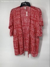 Victoria's Secret Womens Red White Geometric Heart Kimono Robe One Size
