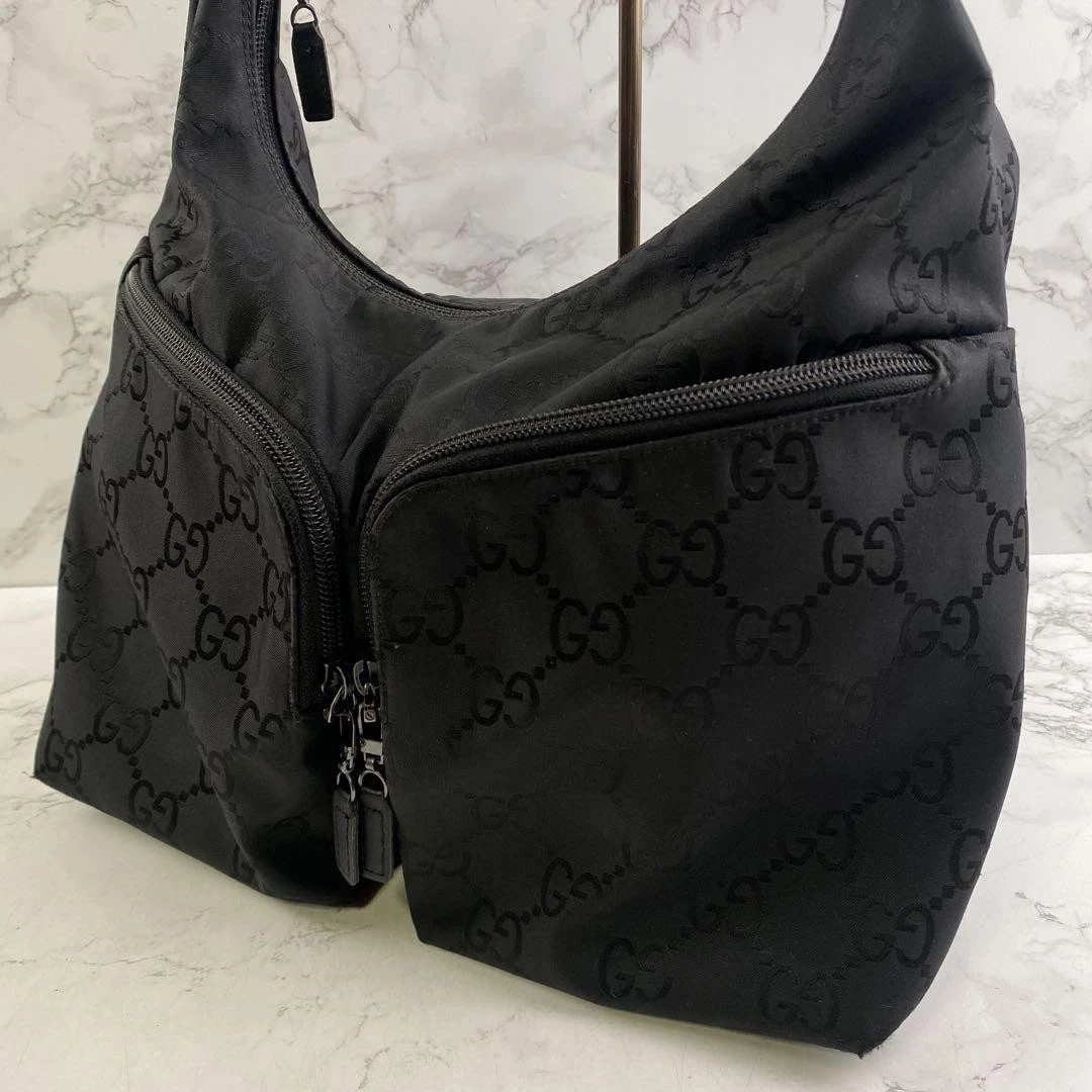 Sac semi épaule GUCCI GG motif nylon x cuir véritable #PGCGAP