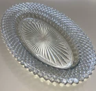 Vintage Anchor Hocking Miss America 10" Clear Sawtooth Glass Oval Platter Celery