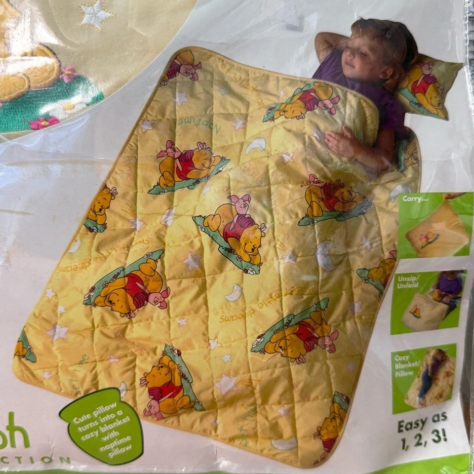 NEW Disney Home Pooh Bear Kids Catcha' Wink Blanket Pillow Combo Daycare Travel - Image 2 of 4