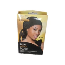Evolve Satin Head Wrap Scarf For Nighttime Use Prevents Frizz Black One Size