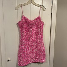 Thirty Thirty LA Pink and White Sequin Party Club Dress Formal XL