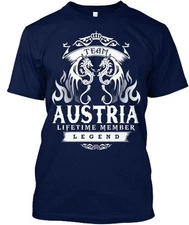 Team Austria Lifetime Member Legend T-Shirt Made in the USA Size S to 5XL