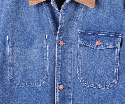 RVCA Denim Chore Coat Corduroy Collar Button Front Unlined Sz XL - Picture 4 of 14