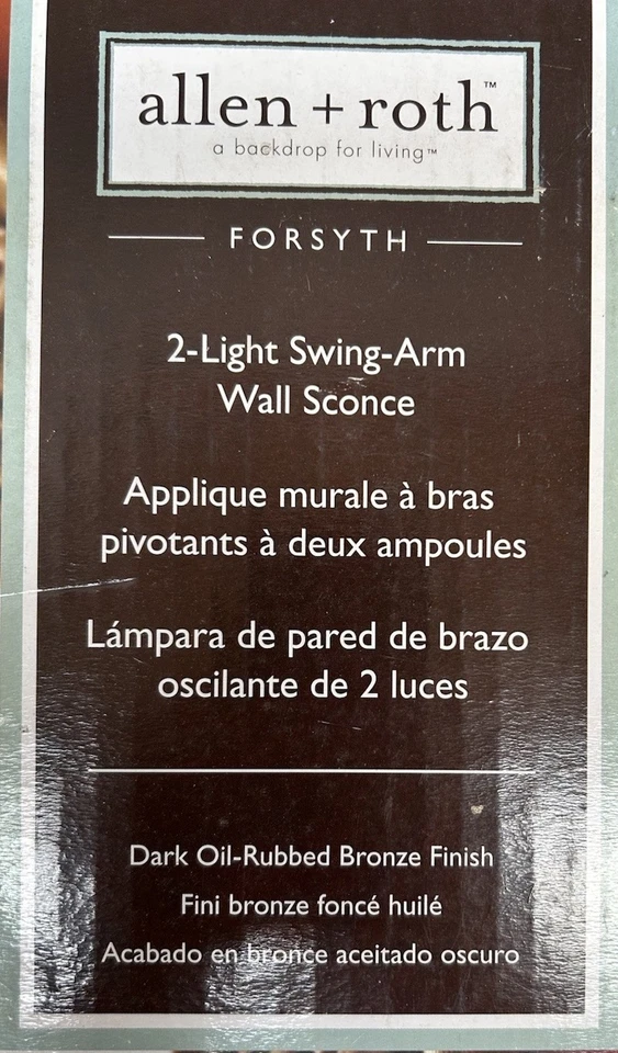 Aplique de pared Allen + Roth bronce frotado con aceite 2 luces con pantallas de vidrio 0153367 Foto 4 de 4