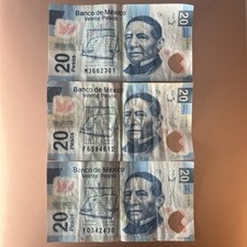 Mexico 20 Pesos 2006 and 2007  Polymer note