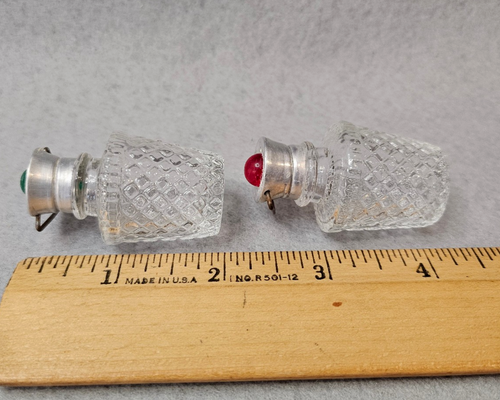 Vintage Windlicht Salz und Pfefferstreuer klar gesteppt Glas Muster - Bild 5 von 6