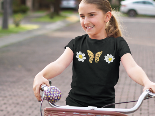 Butterfly and Daisy girls t shirt - Picture 2 of 6
