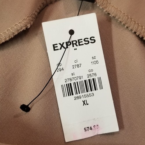 Express XL Slip Dress Tan Satin Cowel Neck T Back Timeless Classic Basic NEW - Picture 7 of 10