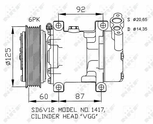 COMPRESSOR AIR CONDITIONING FITS: FITS FOR RENAULT KANGOO D 55 1.9 /D 65 1.9 - Picture 3 of 5
